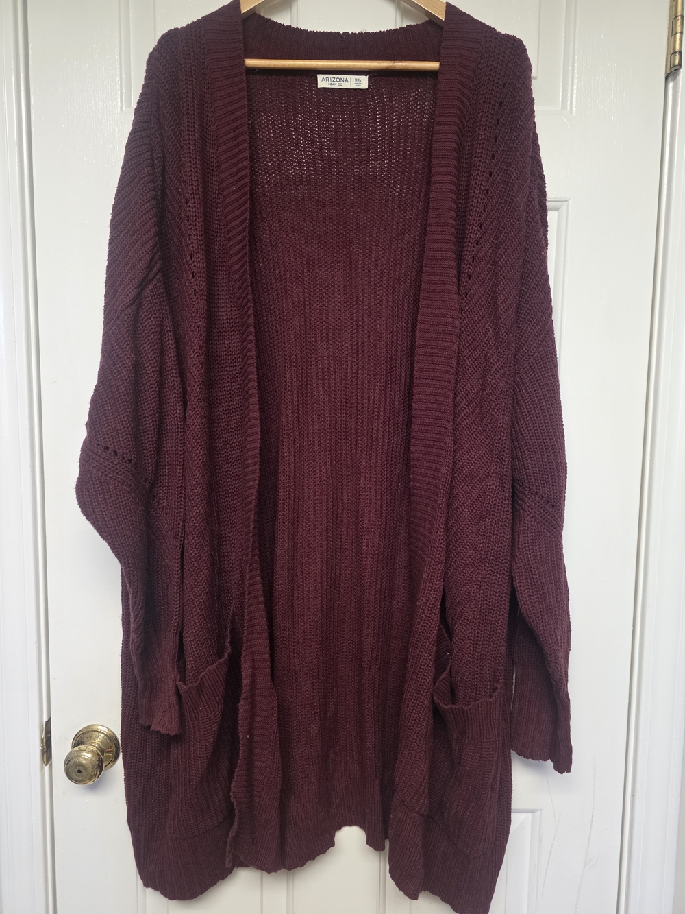 Arizona Jean Company Burgundy Open-Front Knit Cardigan